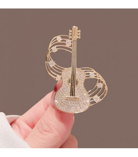 XSB178 - Golden Guitar Saree Brooch